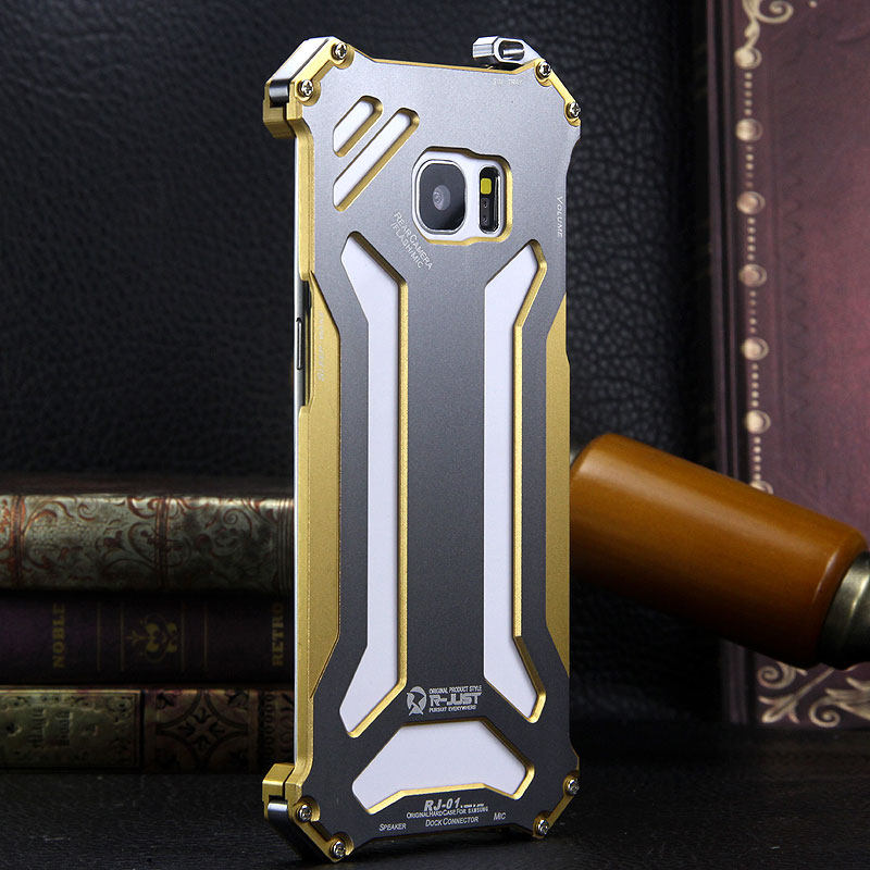 R-Just Gundam Aerospace Aluminum Contrast Color Shockproof Metal Shell Outdoor Protection Case for Samsung Galaxy S7 Edge