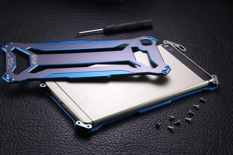 R-JUST GUNDAM Shockproof Aluminum Alloy Double Color Oxidation Metal Protective Case for Huawei Ascend P8/ P8 Lite