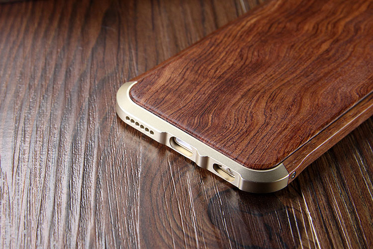 iy Rosewood Aluminum Metal Frame Wood Bumper Wooden Back Case Cover for Apple iPhone 6S Plus/6 Plus & iPhone 6S/6