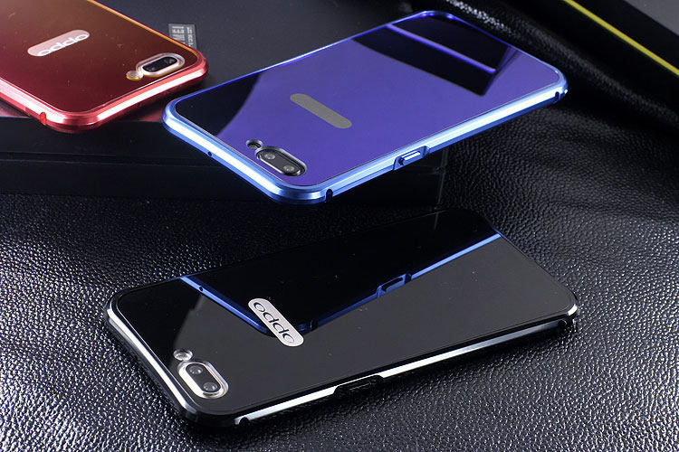 iy Rainbow Aluminum Metal Bumper Dazzle PC Back Cover Case for OPPO R11