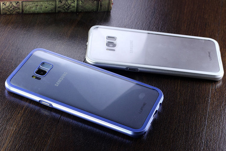 Luphie iGlass Airframe Aluminum Bumper Air Barrier Tempered Glass Back Case Cover for Samsung Galaxy S8 Plus & Galaxy S8