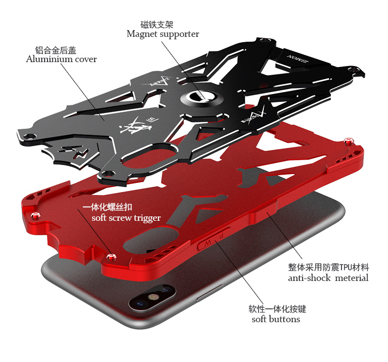 SIMON THOR Magnetic Bracket Aviation Aluminum Alloy Shockproof Rugged Metal Case Cover for Apple iPhone 8 Plus & iPhone 8 & iPhone 7 Plus & iPhone 7