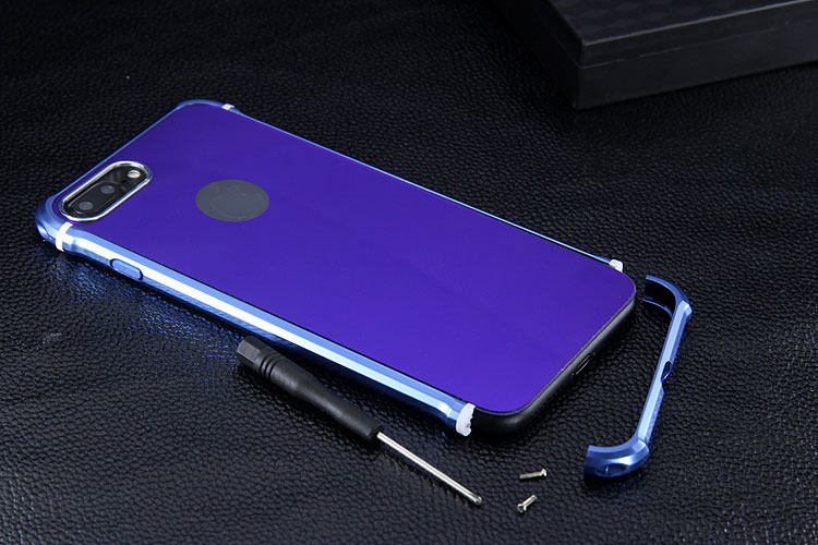 iy Rainbow Aluminum Metal Bumper Dazzle PC Back Cover Case for Apple iPhone 7 Plus & iPhone 7