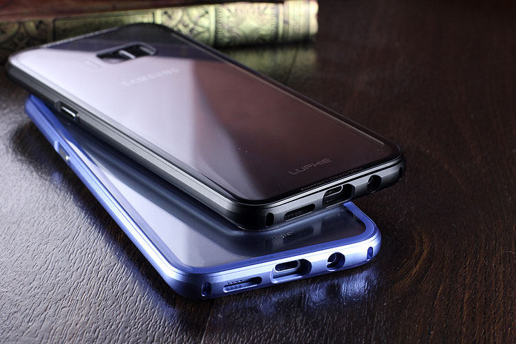 Luphie iGlass Airframe Aluminum Bumper Air Barrier Tempered Glass Back Case Cover for Samsung Galaxy S8 Plus & Galaxy S8