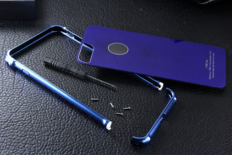 iy Rainbow Aluminum Metal Frame 9H Tempered Glass Back Cover Case for Apple iPhone 7 Plus & iPhone 7