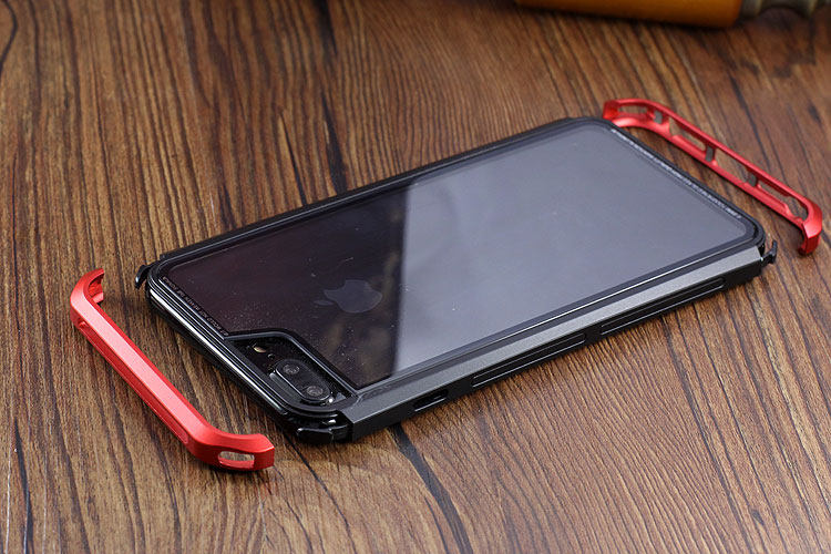 Luphie Nunchaku Airframe Metal Frame Air Barrier Tempered Glass Back Case Cover for Apple iPhone 7 Plus & iPhone 7