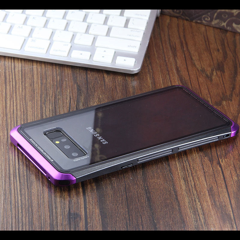 Luphie Nunchaku Airframe Metal Frame Air Barrier Tempered Glass Back Case Cover for Samsung Galaxy Note 8