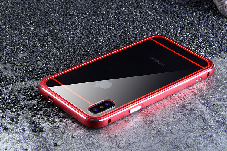 iy Bicolor Aurora Aluminum Metal Bumper Scratch Resistant Transparent PC Case Cover for Apple iPhone X