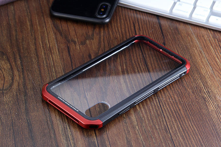 Luphie Nunchaku Airframe Metal Frame Air Barrier Tempered Glass Back Case Cover for Apple iPhone X