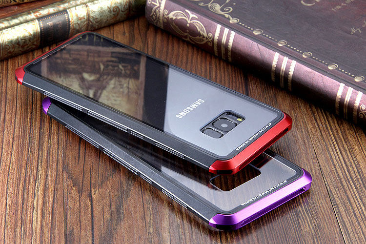 Luphie Nunchaku Airframe Metal Frame Air Barrier Tempered Glass Back Case Cover for Samsung Galaxy S8 Plus & Galaxy S8