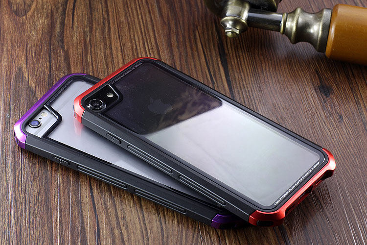 Luphie Nunchaku Airframe Metal Frame Air Barrier Tempered Glass Back Case Cover for Apple iPhone 6S/6 & iPhone 6S Plus/6 Plus