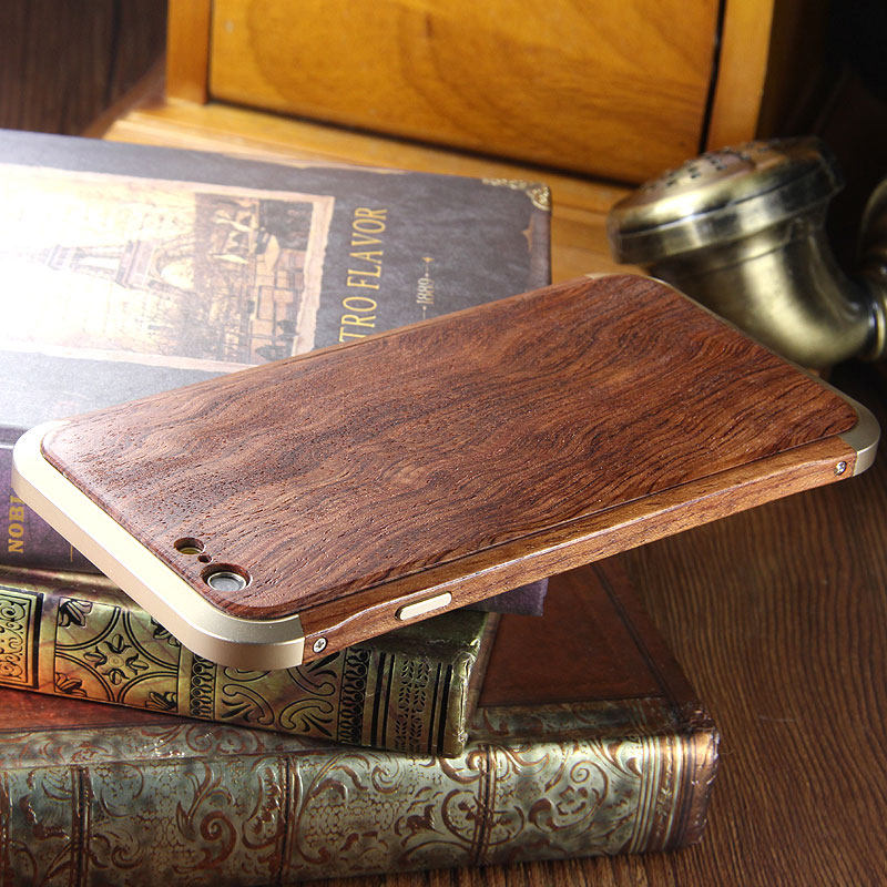 iy Rosewood Aluminum Metal Frame Wood Bumper Wooden Back Case Cover for Apple iPhone 6S Plus/6 Plus & iPhone 6S/6