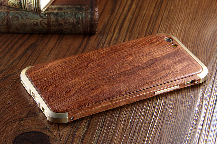 iy Rosewood Aluminum Metal Frame Wood Bumper Wooden Back Case Cover for Apple iPhone 6S Plus/6 Plus & iPhone 6S/6
