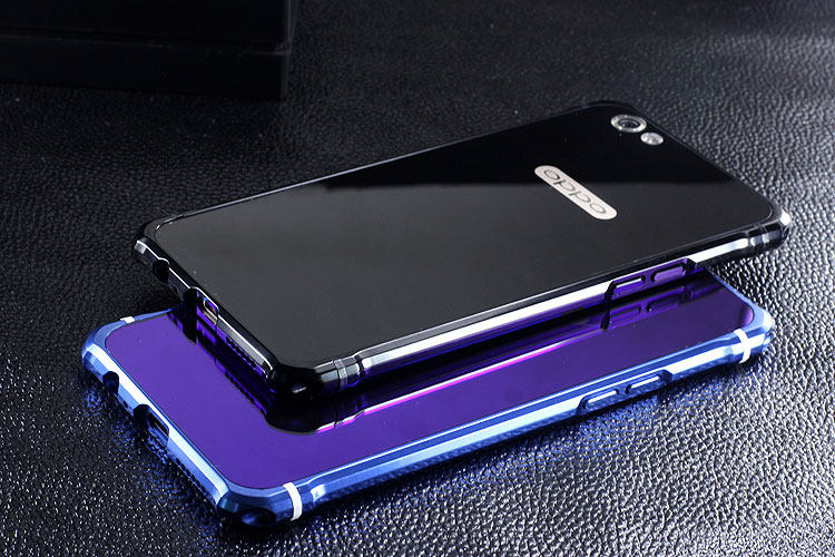 iy Rainbow Aluminum Metal Bumper Dazzle PC Back Cover Case for OPPO R9s & OPPO R9s Plus