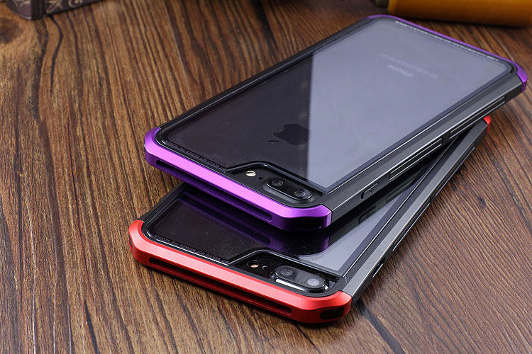 Luphie Nunchaku Airframe Metal Frame Air Barrier Tempered Glass Back Case Cover for Apple iPhone 7 Plus & iPhone 7