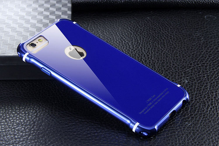 iy Rainbow Aluminum Metal Frame 9H Tempered Glass Back Cover Case for Apple iPhone 6S Plus/6 Plus & iPhone 6S/6