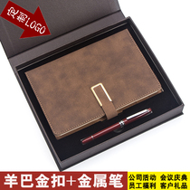 Custom notebook gift box set A5 business thickened leather notebook pen gift set Boutique high-end gift box gift meeting event notepad to send customers custom-made printed LOGO