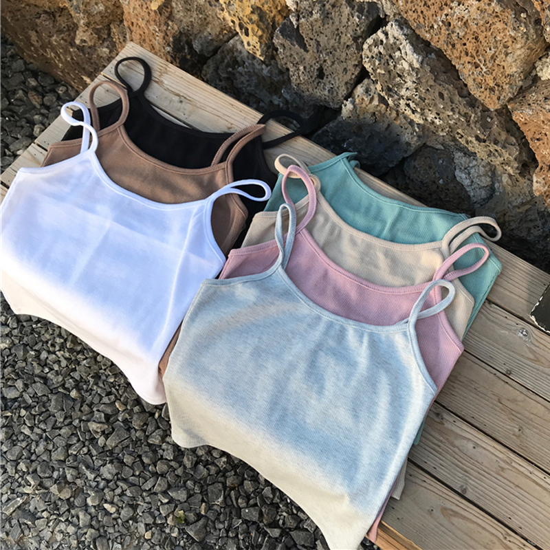 Right rice female summer black white sleeveless inner tight outer wear Inner small camisole short base shirt top