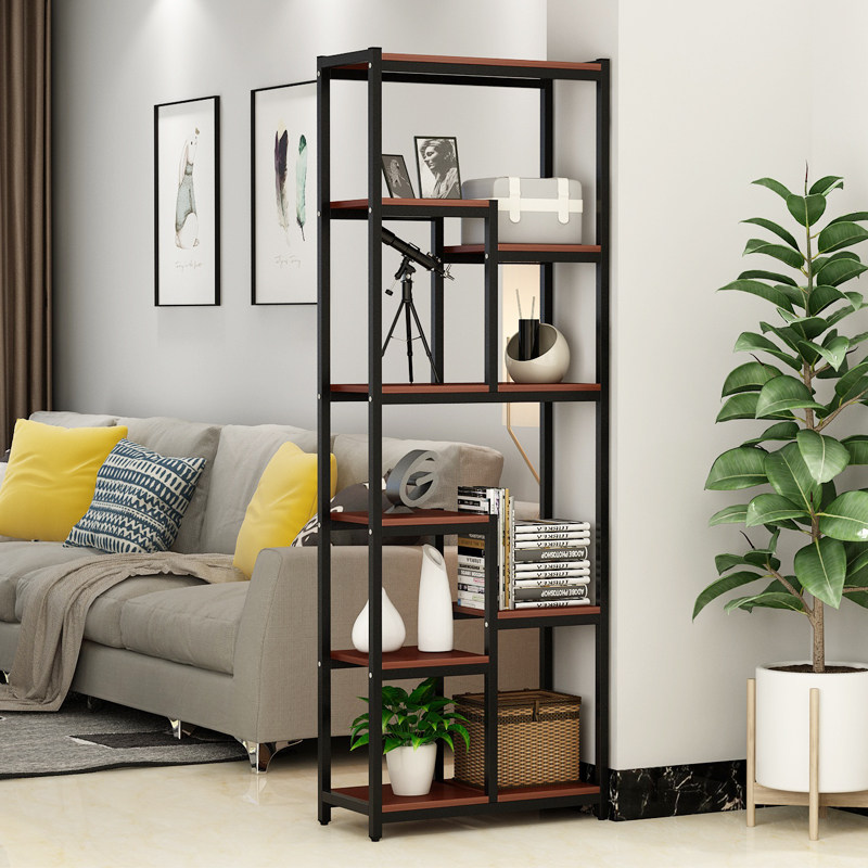 Iron Art Solid Wood Partition Screen Xuanguan Shelf Living Room Floor Display Shelf Stall Shelve Flower Shelf Multilayer Creativity