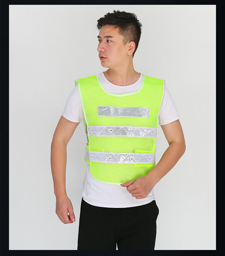 LED灯反光背心马甲爆闪施工服反光衣夜间骑行高速警示反光服-阿里巴巴
