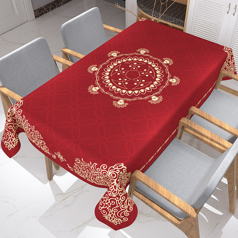 Chinese classic pattern table mat table mat waterproof anti-soup thick desk cloth meal dust-proof table mat striped cotton linen