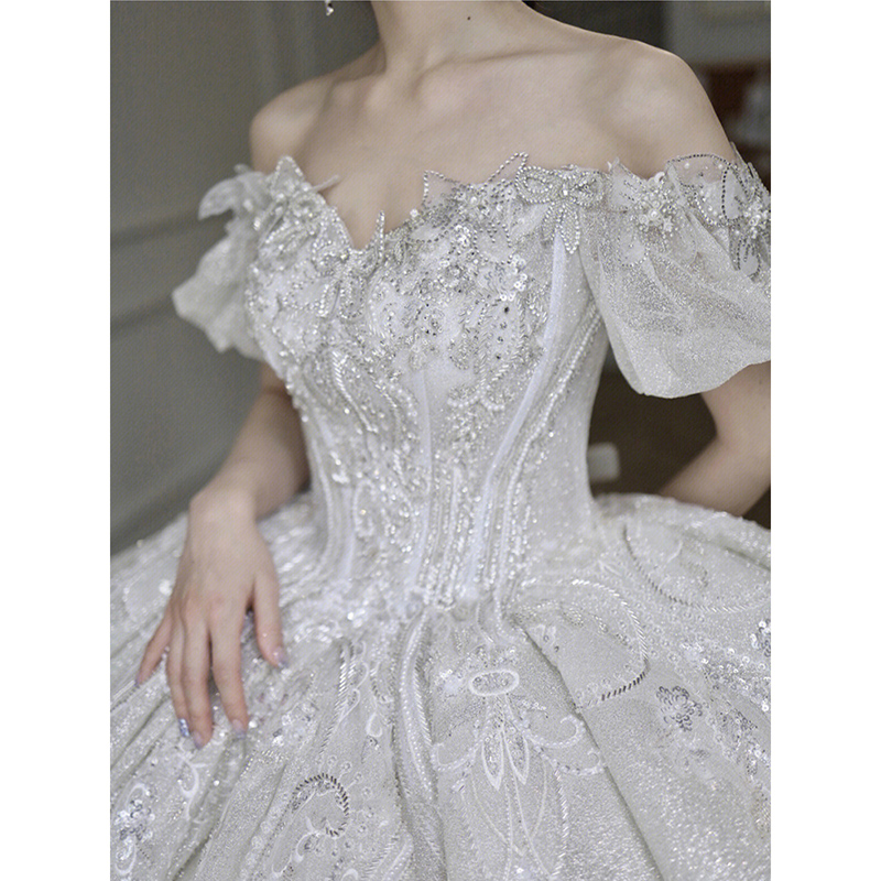 Lace advanced spring wedding dress, open shoulders, suitable for teen, french style, plus size Lace advanced spring wedding dress, open shoulders, suitable for teen, french style, plus size
