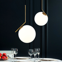  Nordic restaurant chandelier Bar light Creative personality simple bedroom bedside glass ball chandelier single-head decorative lamps