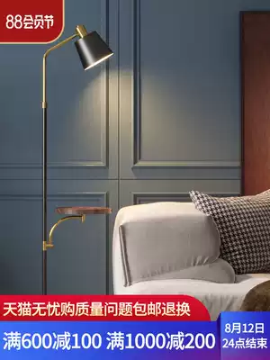 Floor lamp ins wind living room bedroom bed Nordic minimalist wireless charging light luxury net black tea several vertical table lamp