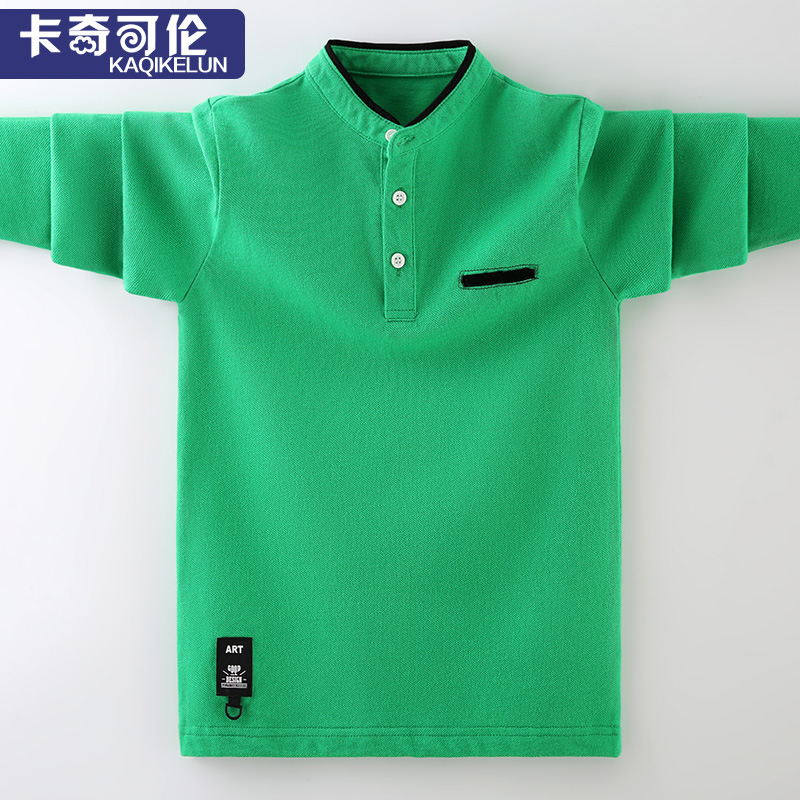 Chàng trai t-shirt dài tay áo 2020 cơ 桖 chàng trai áo khoác áo sơ mi trẻ em dành cho trẻ em lớn mới mùa thu váy vừa và màu sắc tinh khiết T-shirt.