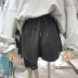 Hàn Quốc ulzzang2018 phiên bản mới của Hàn Quốc hoang dã là dây rút mỏng co giãn eo PU quần chân rộng quần short nữ giản dị quần short đũi nữ Quần short