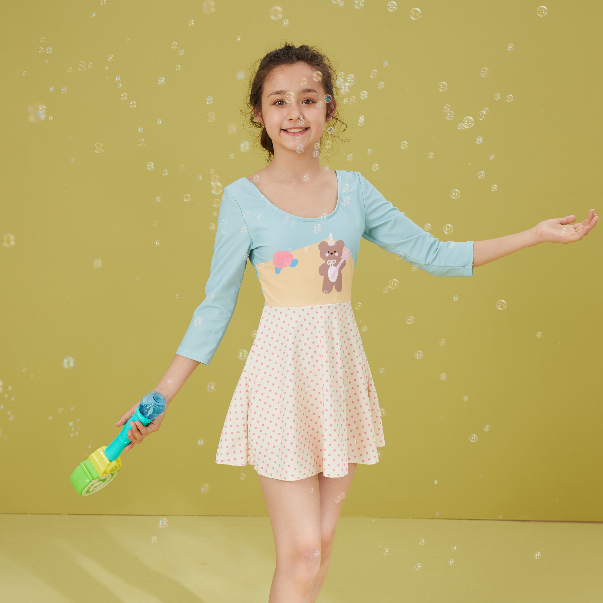 Aidor 2021 new children's swimsuit girls one-piece big child cute swimsuit little girl hot spring swimsuit