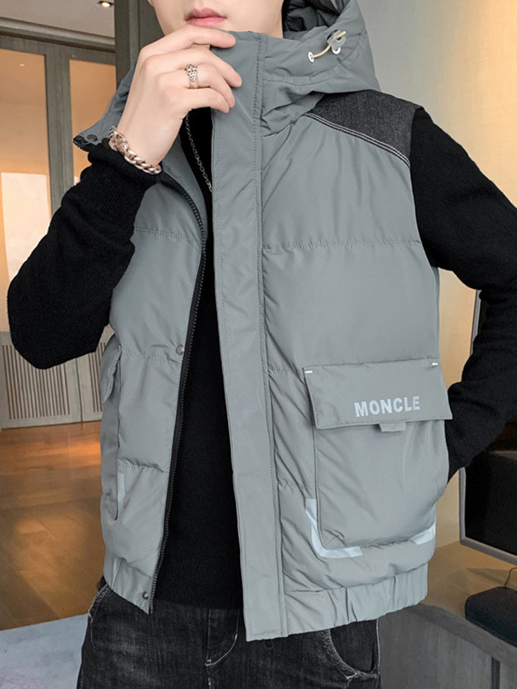 European station Overalls waistcoat men's winter large size Shoulder Down Cotton Trendy Warm Windproof Vest Blouse
