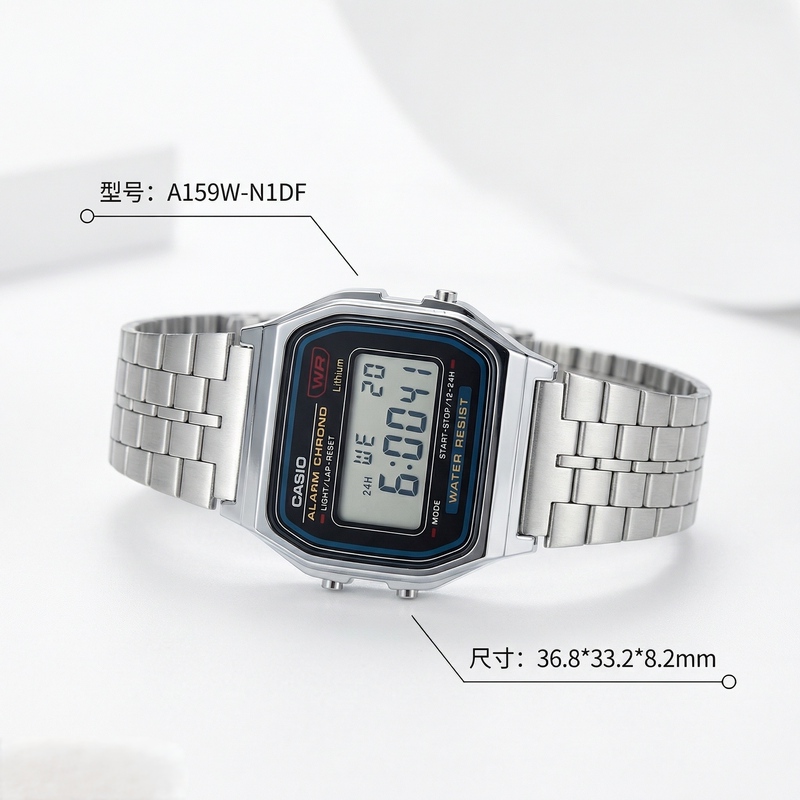 Casio Youth Series Steel Band Waterproof Small Square Dial 70% off Clasp Men's Watch A159W-N1Df