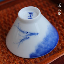 Jingdezhen hand-painted blue and white Doujia Cup dizzy fish fun year after year small tea cup ceramic kung fu tea set Single Cup