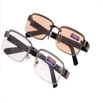 High-grade brand Donghai Crystal reading glasses mens fashion tea color presbyopia glasses really anti-fatigue