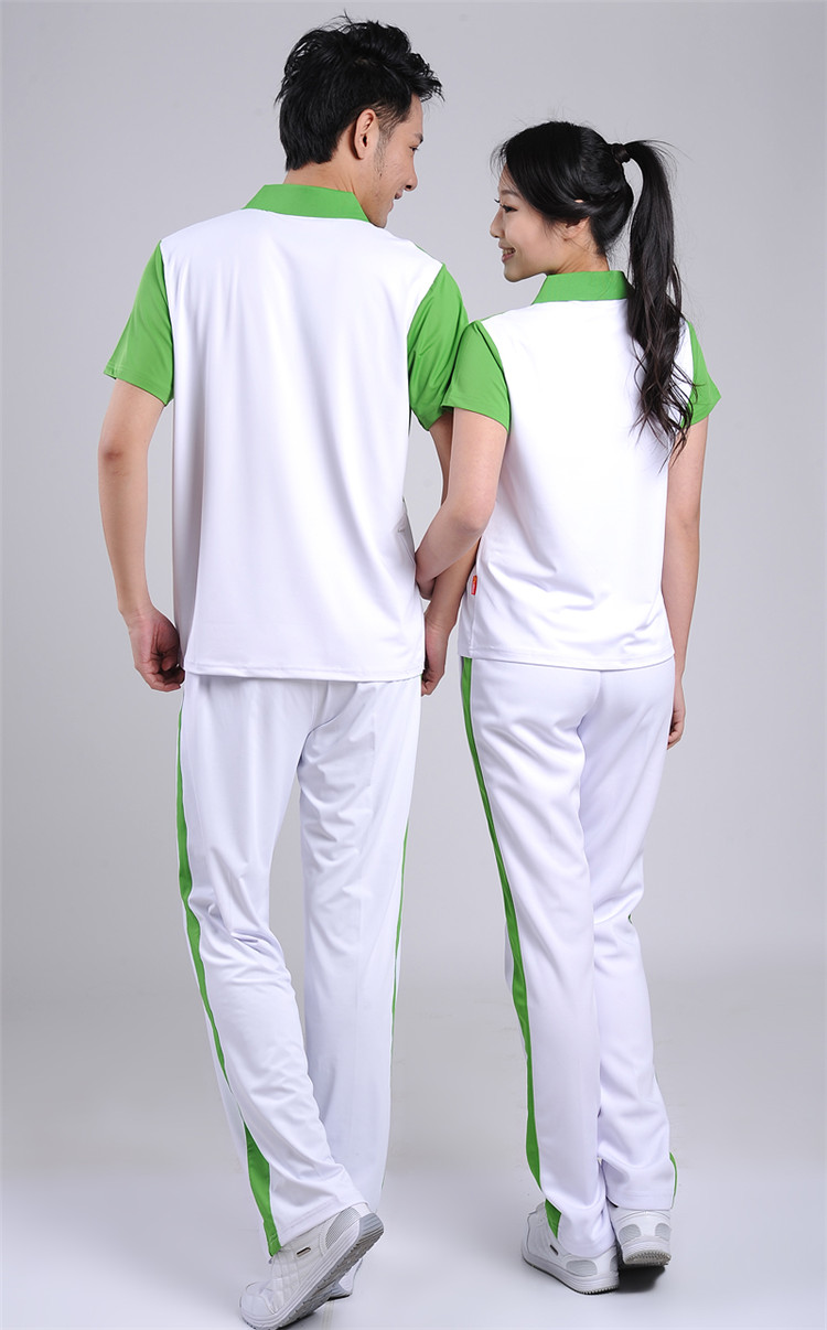 Bộ đồ thể thao màu xanh lá cây lá cho nam và nữ Quần ngắn tay Quần thể thao Một nửa tay áo thể thao Áo thun nữ - Thể thao sau bộ quần áo gió thể thao nam