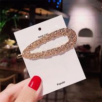 ins Hong Kong style hair accessories Metal texture geometric hollow hair clip Creative fashion side clip golden frosted big hair clip