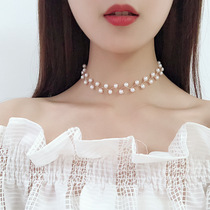 Korean pearl necklace Female Korean version of the simple student forest department short sexy neck jewelry clavicle chain choker