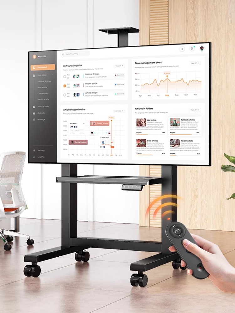 Remote-Controlled Adjustable Electric Tv Mobile Floor Stand 32-86inch Floor-Standing Conference All-In-One Machine Mount