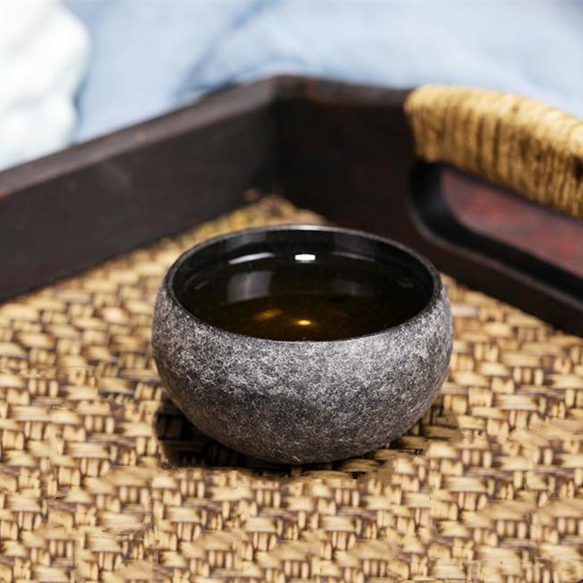 Natural Black Stone Tea Cup, Tea Bowl, Kung Fu Tea Set, Stone Master Cup, Pu'Er Tea Tasting Cup, Single Cup, Vintage Cup