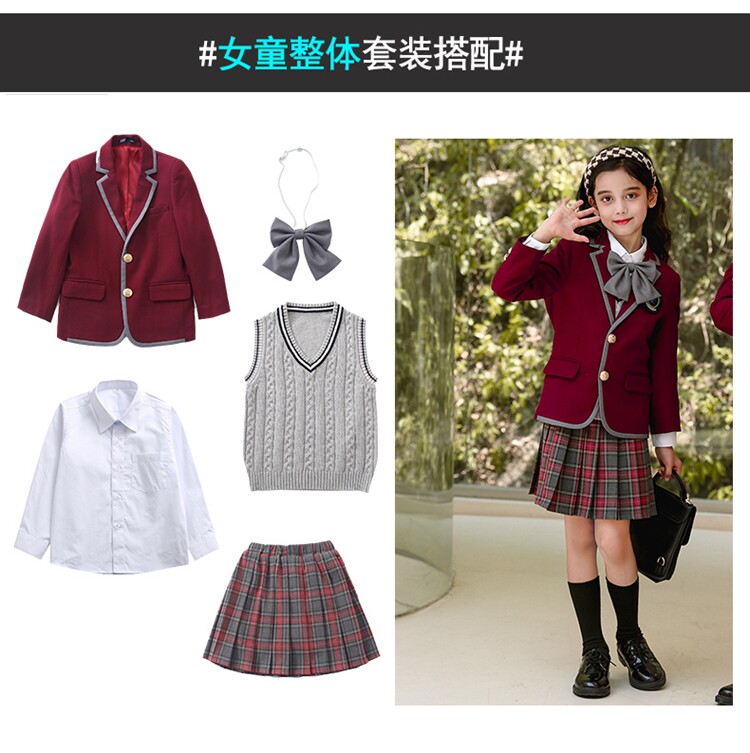 Форма для школьников и студентов для детского сада, детский бордовый комплект, в британском стиле, стиль, 3 предмета 