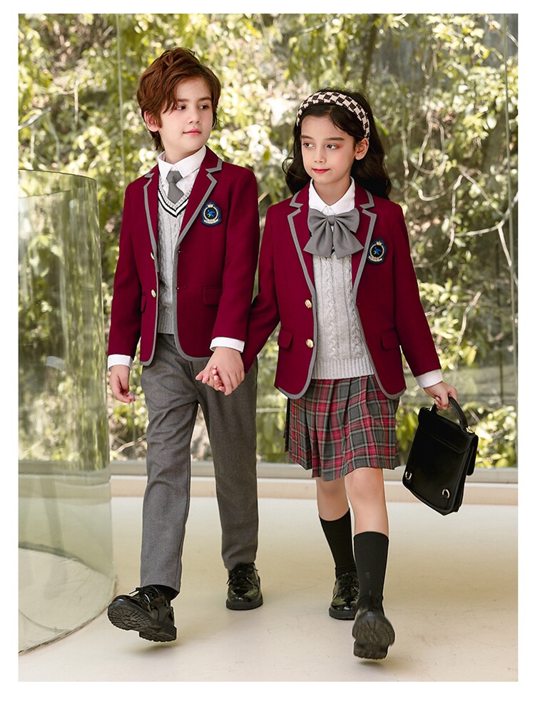 Форма для школьников и студентов для детского сада, детский бордовый комплект, в британском стиле, стиль, 3 предмета 