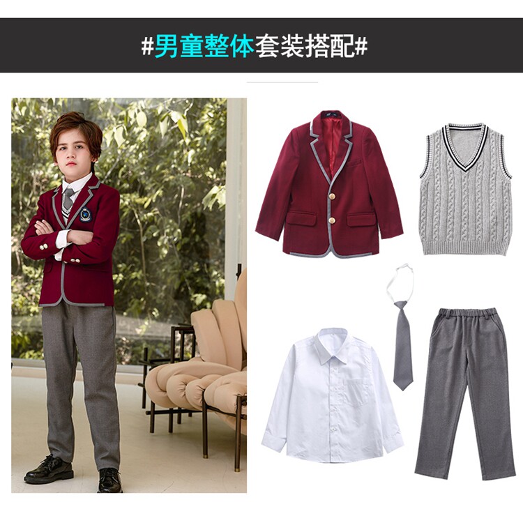 Форма для школьников и студентов для детского сада, детский бордовый комплект, в британском стиле, стиль, 3 предмета 