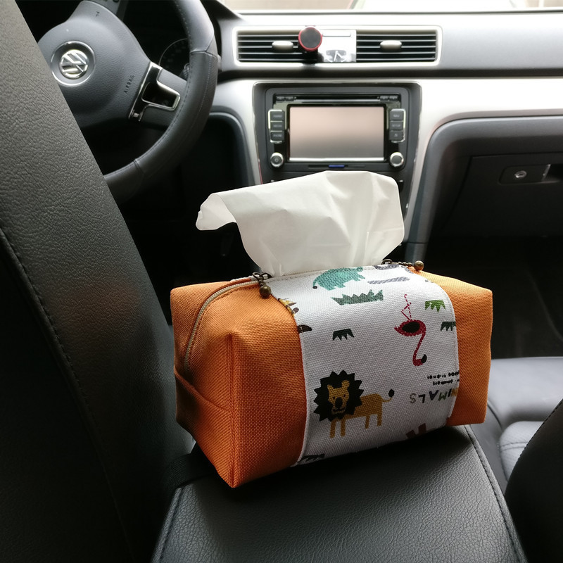 Cute Cartoon Cloth Art Car Chair Back Tissue Box Creative Paper Towels Toilet Paper Box Vehicular car with armrests box