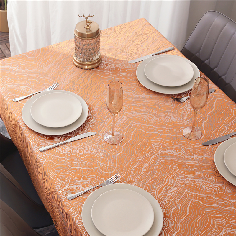 Yellow lava pattern high-quality tablecloth Western food fabric rectangular household simple modern light luxury orange