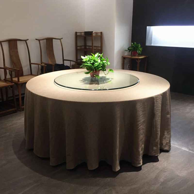 Chinese retro large round table tablecloth custom cotton leprosy solid color Zen Chinese style Japanese round dining tablecloth coffee table