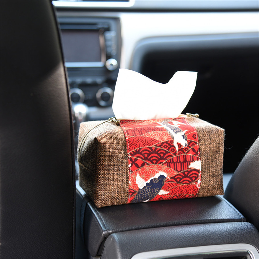 Car paper towel box armrest box seat style car load hanging toilet paper box backrest leaning back to convenient fixed napkin paper