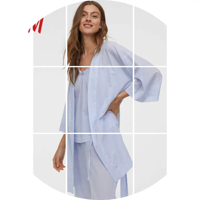 HM Ladies Homewear Pyjamas Top 2020 New Three-1/4 tay áo cotton Poplin Kimono Cardigan 0873954 - Pyjama