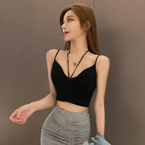 Camcorder vest female summer inside wear tide Net red sexy base with chest pad hanging neck beauty back bra top off shoulder