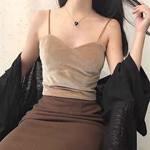 Velvet camisole womens suit with autumn and winter bottoming design sense niche wear sexy short bra top